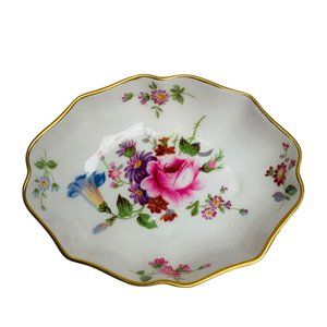 Vintage Royal Crown Derby Posies England Pink Rose Trinket Dish Bone China 4”